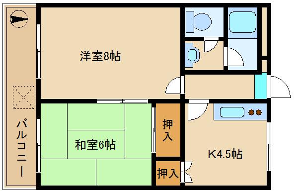 Floor plan. 2DK, Price 11.8 million yen, Occupied area 40.33 sq m south-facing veranda