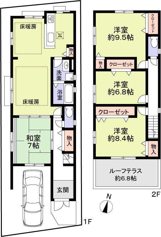Floor plan. 49,800,000 yen, 4LDK, Land area 109.07 sq m , Building area 119.87 sq m