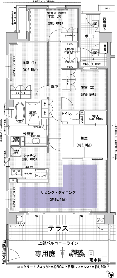 Floor: 4LDK, occupied area: 91.57 sq m, Price: 62.8 million yen