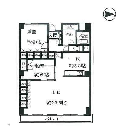 Floor plan. 2LDK, Price 41,800,000 yen, Occupied area 97.81 sq m , Balcony area 12.18 sq m