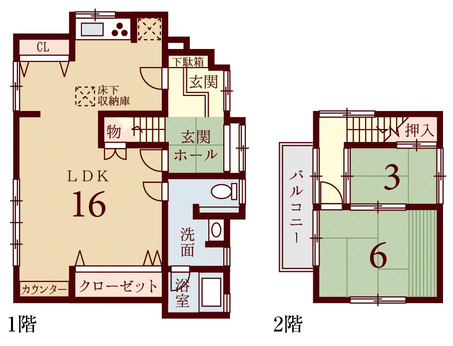 Floor plan. 24,800,000 yen, 2LDK, Land area 87.84 sq m , Building area 79.06 sq m