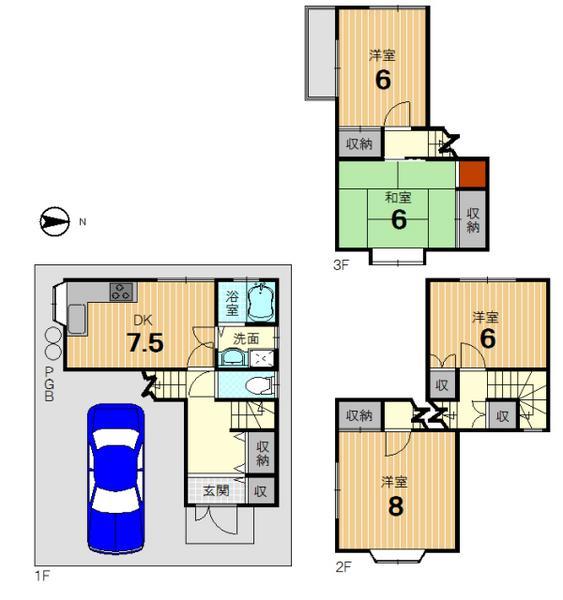 Floor plan. 17 million yen, 4DK, Land area 62.71 sq m , Building area 100.43 sq m