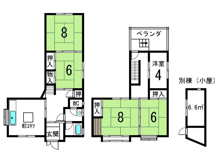 Floor plan. 58,500,000 yen, 5LDK, Land area 195.73 sq m , Building area 105.76 sq m
