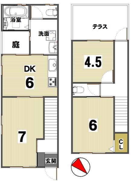 Floor plan. 17.8 million yen, 2LDK, Land area 40.66 sq m , Building area 57.54 sq m