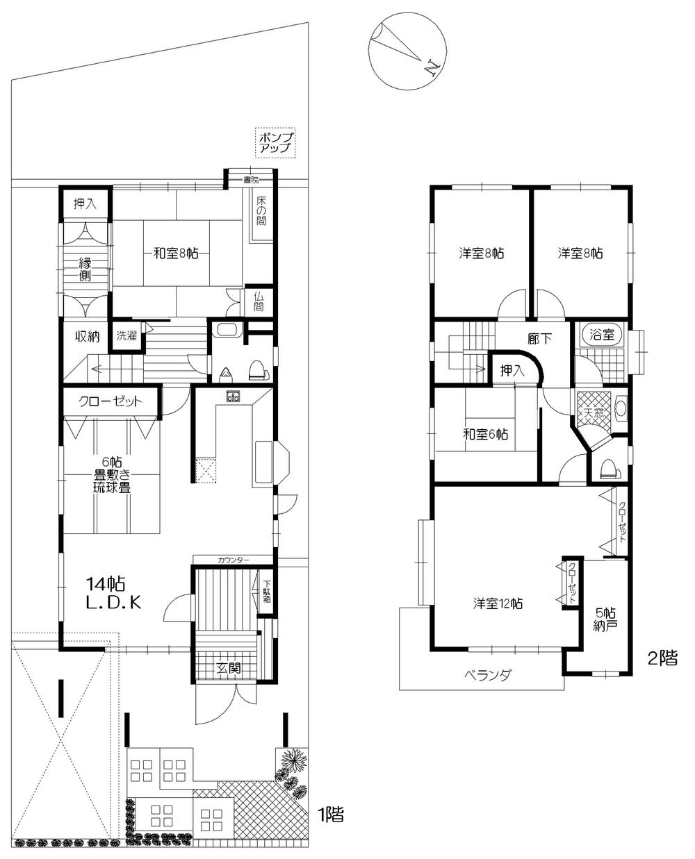 Floor plan. 24,800,000 yen, 5LDK + S (storeroom), Land area 231.43 sq m , Building area 182.72 sq m