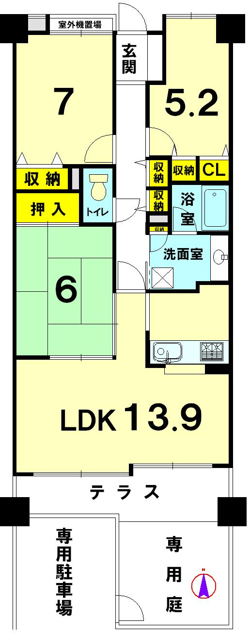 Floor plan. 3LDK, Price 32,800,000 yen, Footprint 73.6 sq m