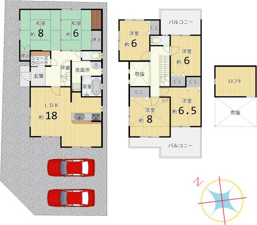 Floor plan. 59,800,000 yen, 6LDK, Land area 167.58 sq m , Building area 134.02 sq m