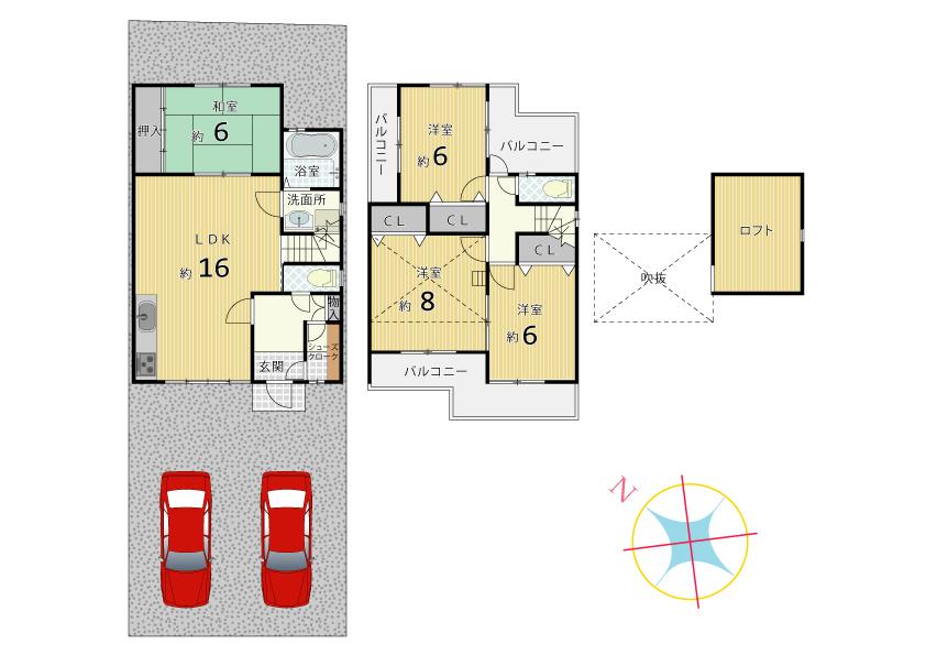 Floor plan. 49,800,000 yen, 4LDK, Land area 121.73 sq m , Building area 97.2 sq m