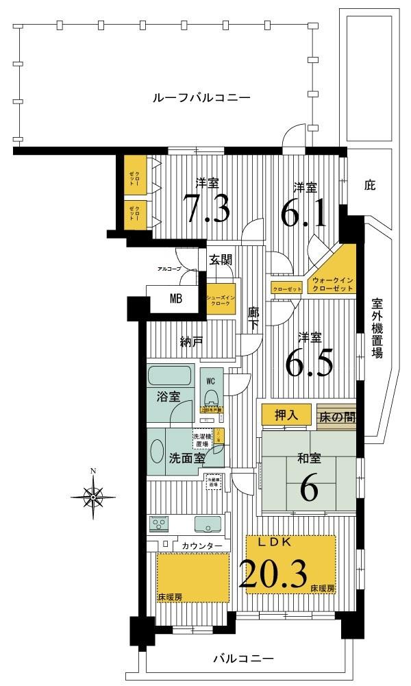 Floor plan. 4LDK + S (storeroom), Price 93 million yen, Footprint 113.71 sq m , Balcony area 11.89 sq m floor plan