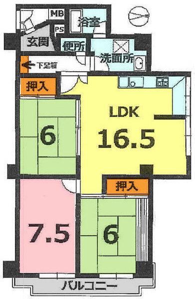 Floor plan. 3LDK, Price 29,800,000 yen, Occupied area 82.78 sq m , Balcony area 8.4 sq m