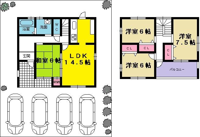 Floor plan. 41,500,000 yen, 4LDK, Land area 171.95 sq m , Building area 97.29 sq m