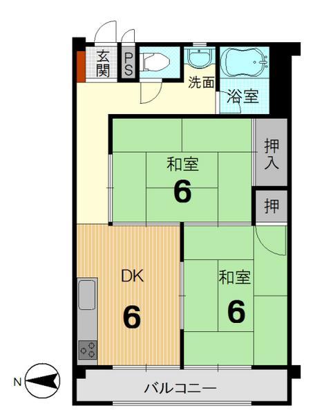 Floor plan. 2DK, Price 12 million yen, Occupied area 48.25 sq m