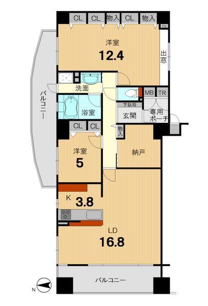 Floor plan. 2LDK+S, Price 46,800,000 yen, Occupied area 95.15 sq m , Balcony area 22.7 sq m