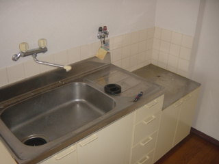 Kitchen. Gas two-burner installation Allowed ・ Mana plate space there