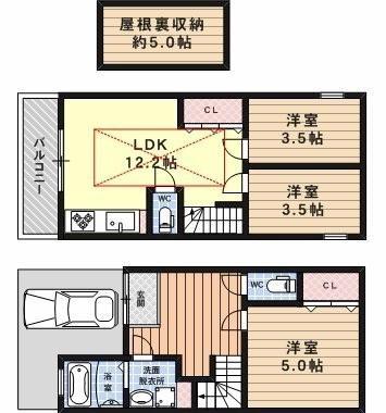Floor plan. 39,800,000 yen, 3LDK+S, Land area 48.03 sq m , Building area 51.9 sq m