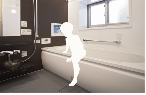 Bathing-wash room.  [Low-floor bathtub] Adopt a low-floor type bathtubs to lower the straddle height of the tub. So that you can bathe also reasonably we were small children and the elderly, It is also considered to safety (same specifications)