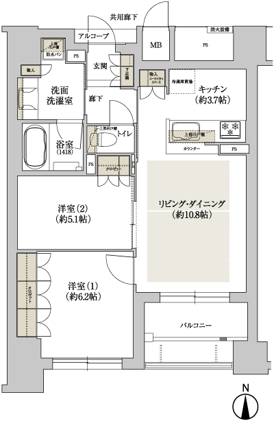 Floor: 2LDK, occupied area: 60.15 sq m, Price: 42,830,000 yen