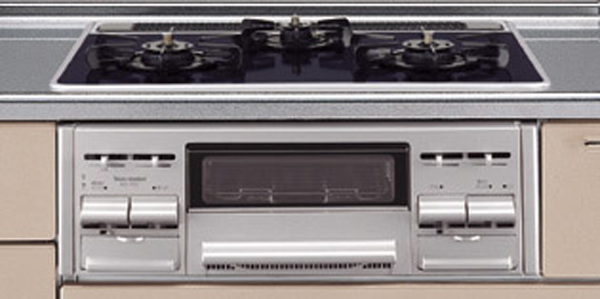 Kitchen.  [3-neck gas stove with grill] Hard to be scratched even drop objects, It is hyper-glass top coat specifications (A3 type the same specification)