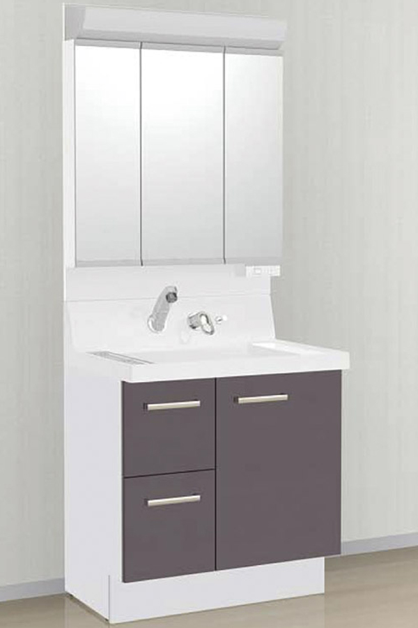 Bathing-wash room.  [Bathroom vanity] Kagamiura have been installed is three-sided mirror that is on the whole surface storage (A3 type the same specification)