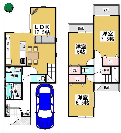 Floor plan. 39,800,000 yen, 3LDK, Land area 85.95 sq m , Building area 89.91 sq m