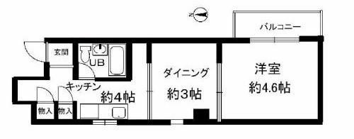 Floor plan. 1DK, Price 4.3 million yen, Occupied area 24.09 sq m