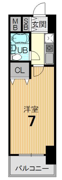 Floor plan. 1K, Price 7.5 million yen, Occupied area 17.95 sq m
