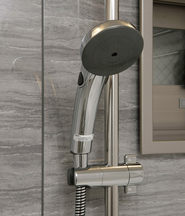 Bathing-wash room.  [Slide bar shower head] From children to adults, To match the height utilizing the shower, The fixed position of the shower head is a slide with a bar that can be freely adjusted (same specifications)