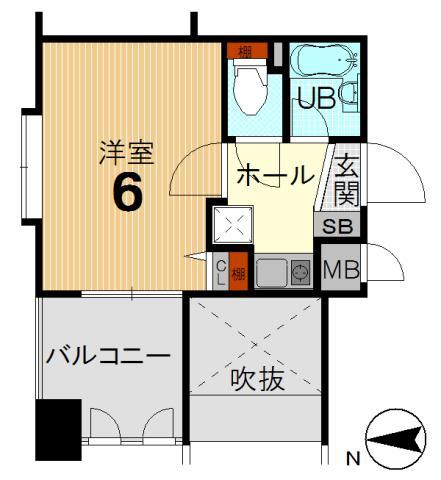 Floor plan. 1K, Price 10.9 million yen, Occupied area 18.33 sq m