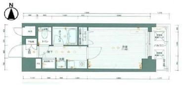 Floor plan. 1K, Price 11.9 million yen, Occupied area 22.85 sq m , Balcony area 3.51 sq m