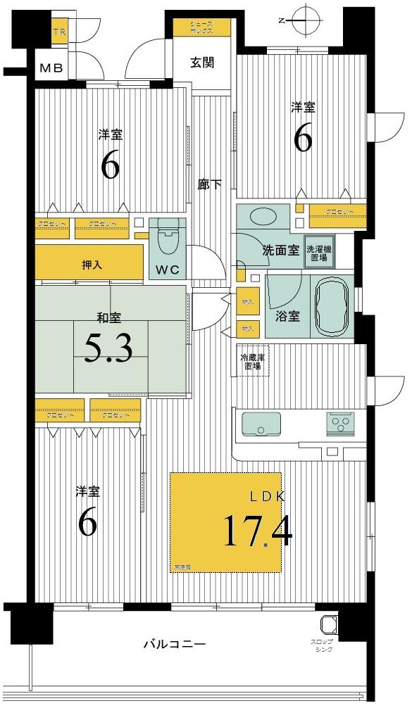 Floor plan. 4LDK, Price 37,400,000 yen, Occupied area 89.14 sq m , Balcony area 14.06 sq m floor plan