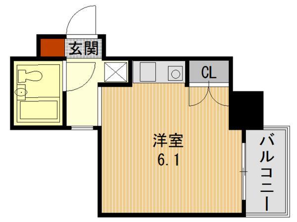 Floor plan. Price 5.8 million yen, Occupied area 17.03 sq m , Balcony area 3.43 sq m