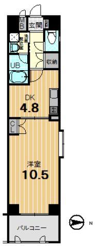 Floor plan. 1DK, Price 23.8 million yen, Occupied area 40.08 sq m , Balcony area 6.42 sq m
