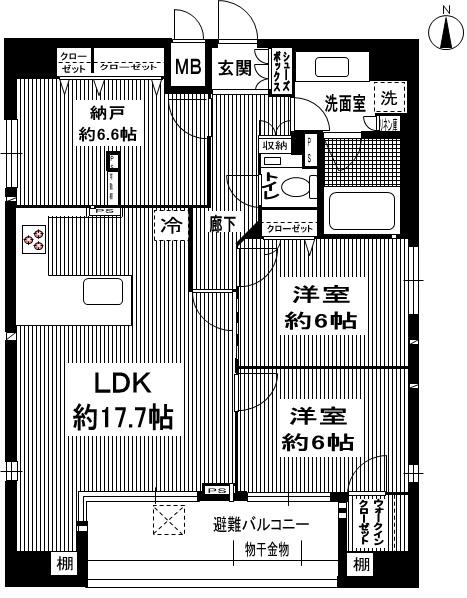 Floor plan. 3LDK, Price 54,400,000 yen, Occupied area 82.66 sq m , Balcony area 9.54 sq m