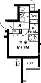 Floor plan. 1K, Price 9.8 million yen, Occupied area 27.25 sq m