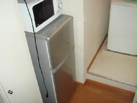 Kitchen. refrigerator, microwave