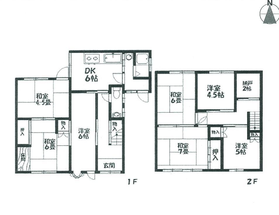 Floor plan. 15 million yen, 7DK + S (storeroom), Land area 101.01 sq m , Building area 116.92 sq m Floor