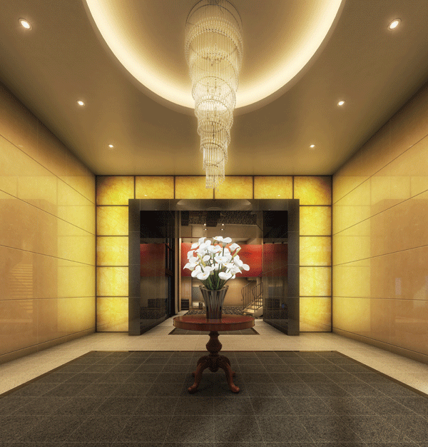 Buildings and facilities. The welcome and the door is open is, Space "The which artistic objects were also similar to the attire of gold brocade, decorated ・ hole". 2-layer blow-by of ceiling height, Marble accents, While an overall simple modern structure, Classical elements are incorporated into the detail, Makes an air of elegance of fine hotel (The ・ Hall Rendering)