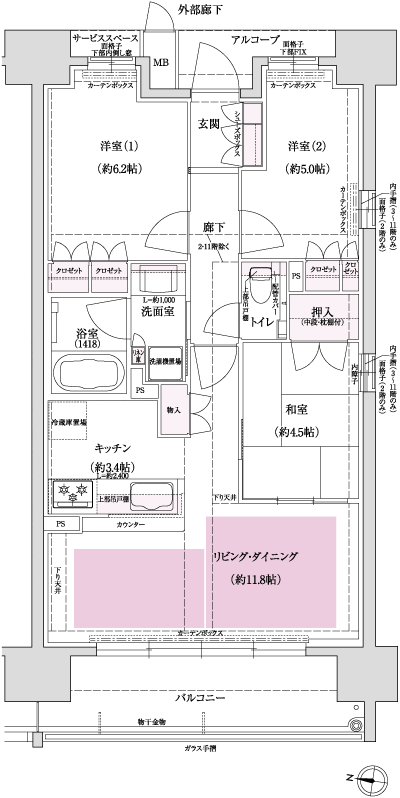 Floor: 3LDK, occupied area: 66.94 sq m, Price: 54,755,000 yen