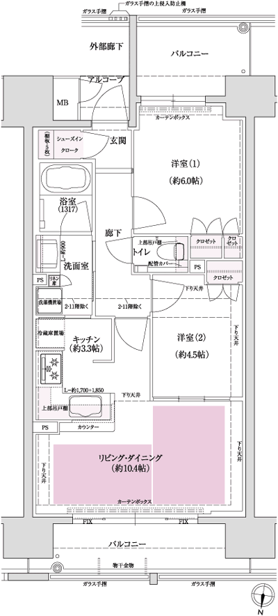 Floor: 2LDK, occupied area: 55.64 sq m, Price: 42,012,000 yen