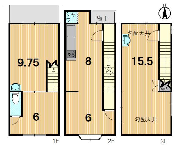Floor plan. 16,900,000 yen, 1LDK+S, Land area 41.05 sq m , Building area 85.8 sq m