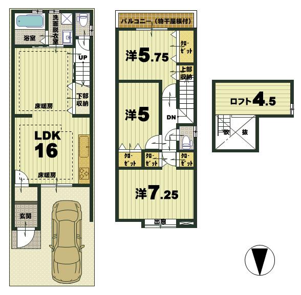 Floor plan. 38,800,000 yen, 3LDK, Land area 64.26 sq m , Building area 79.57 sq m