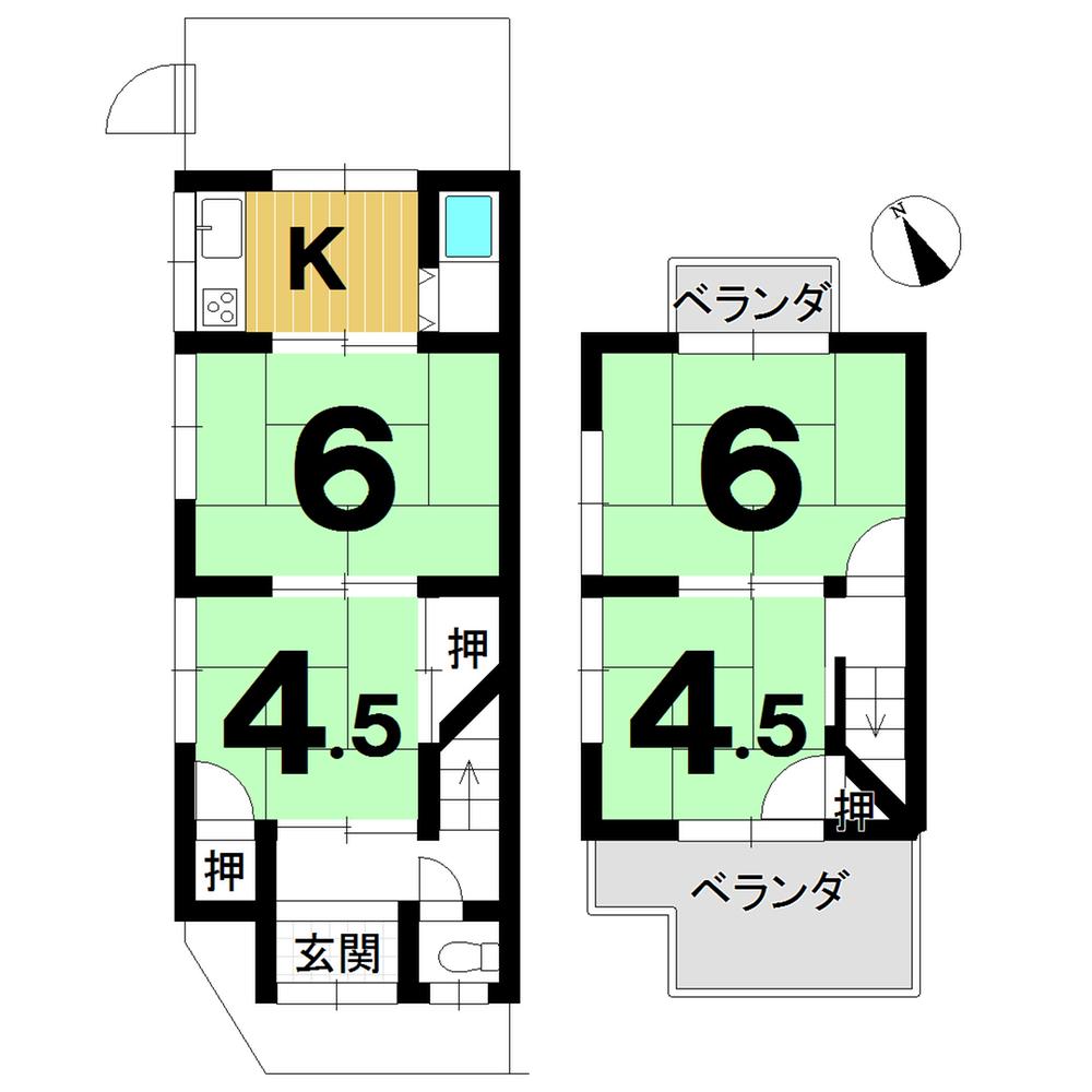 Floor plan. 7.6 million yen, 4K, Land area 45.33 sq m , Building area 48.89 sq m