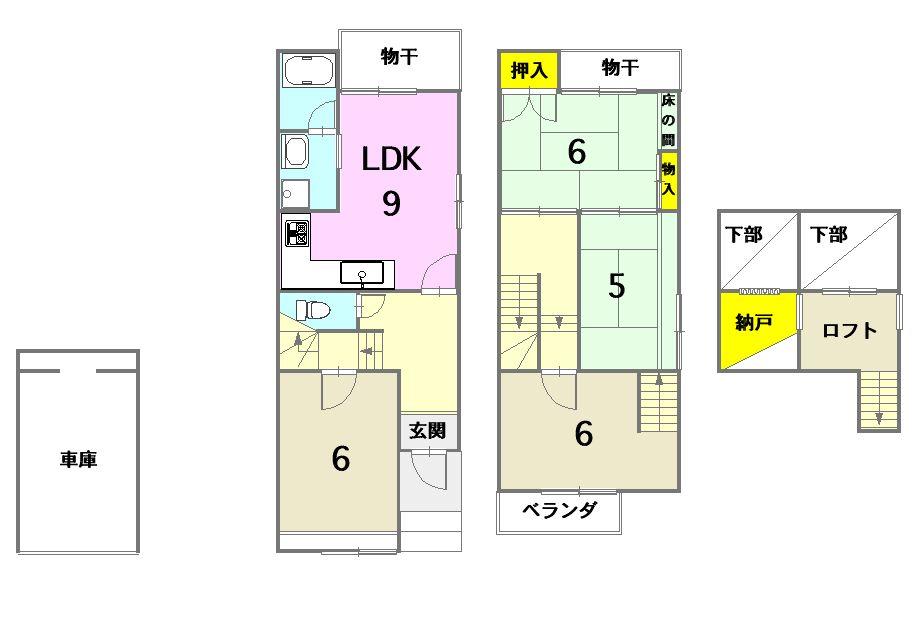 Floor plan. 13.8 million yen, 4DK, Land area 58 sq m , Building area 98 sq m