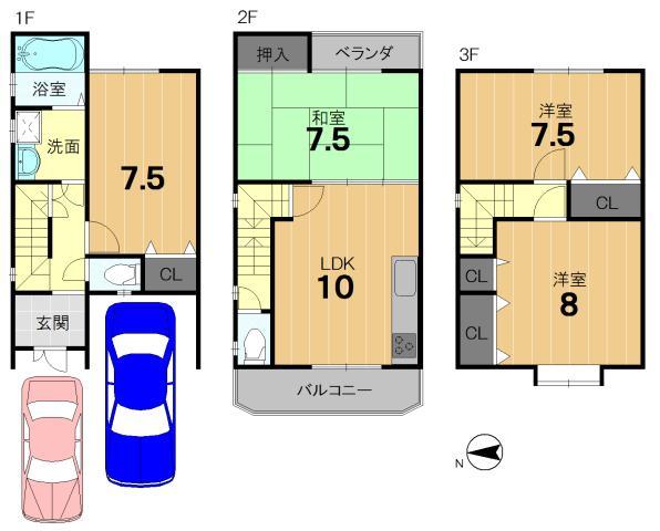 Floor plan. 32,800,000 yen, 4LDK, Land area 67.87 sq m , Building area 98.55 sq m