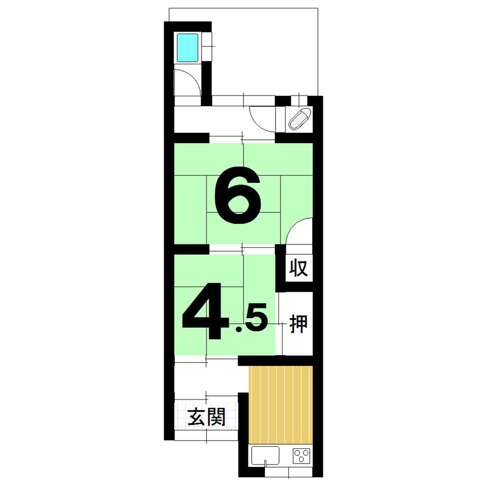Floor plan. 3.8 million yen, 2K, Land area 63.03 sq m , Building area 28.99 sq m