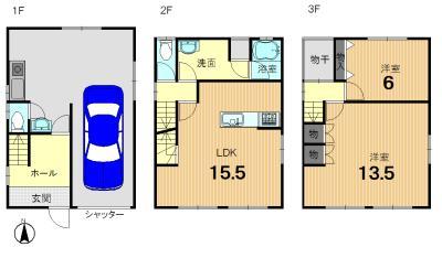Floor plan. 19.5 million yen, 2LDK, Land area 49.6 sq m , Building area 114.21 sq m