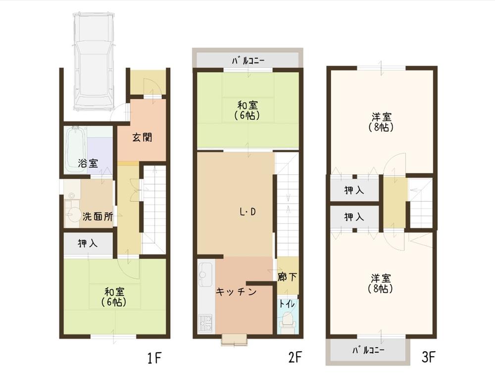 Floor plan. 22,800,000 yen, 4LDK, Land area 54.01 sq m , Building area 95.94 sq m