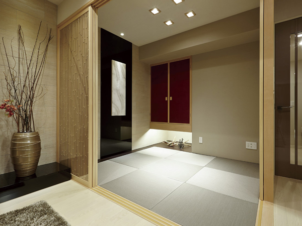 Interior.  [Japanese-style room] Modern Japanese-style room, which is feeling the calm of the sum in. If Akehanate the sliding door, living ・ It will be airy space of dining and stretches (G type model room)