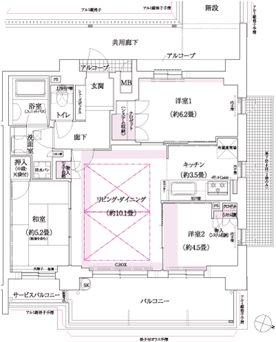 Floor: 3LDK, occupied area: 64.73 sq m, Price: 34,260,000 yen