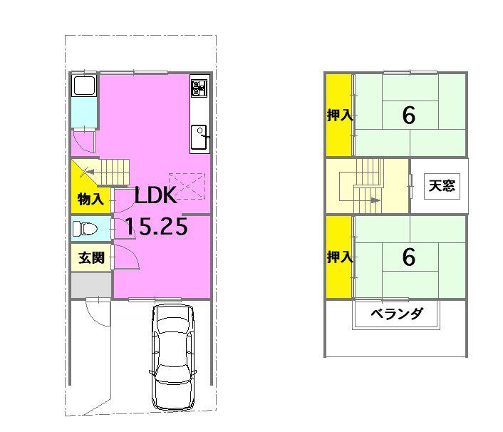 Floor plan. 20.8 million yen, 2LDK, Land area 59.75 sq m , Building area 60.63 sq m